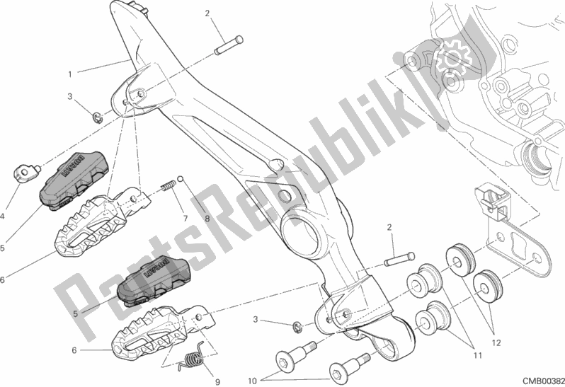 Tutte le parti per il Poggiapiedi, Giusto del Ducati Hypermotard SP 821 2014